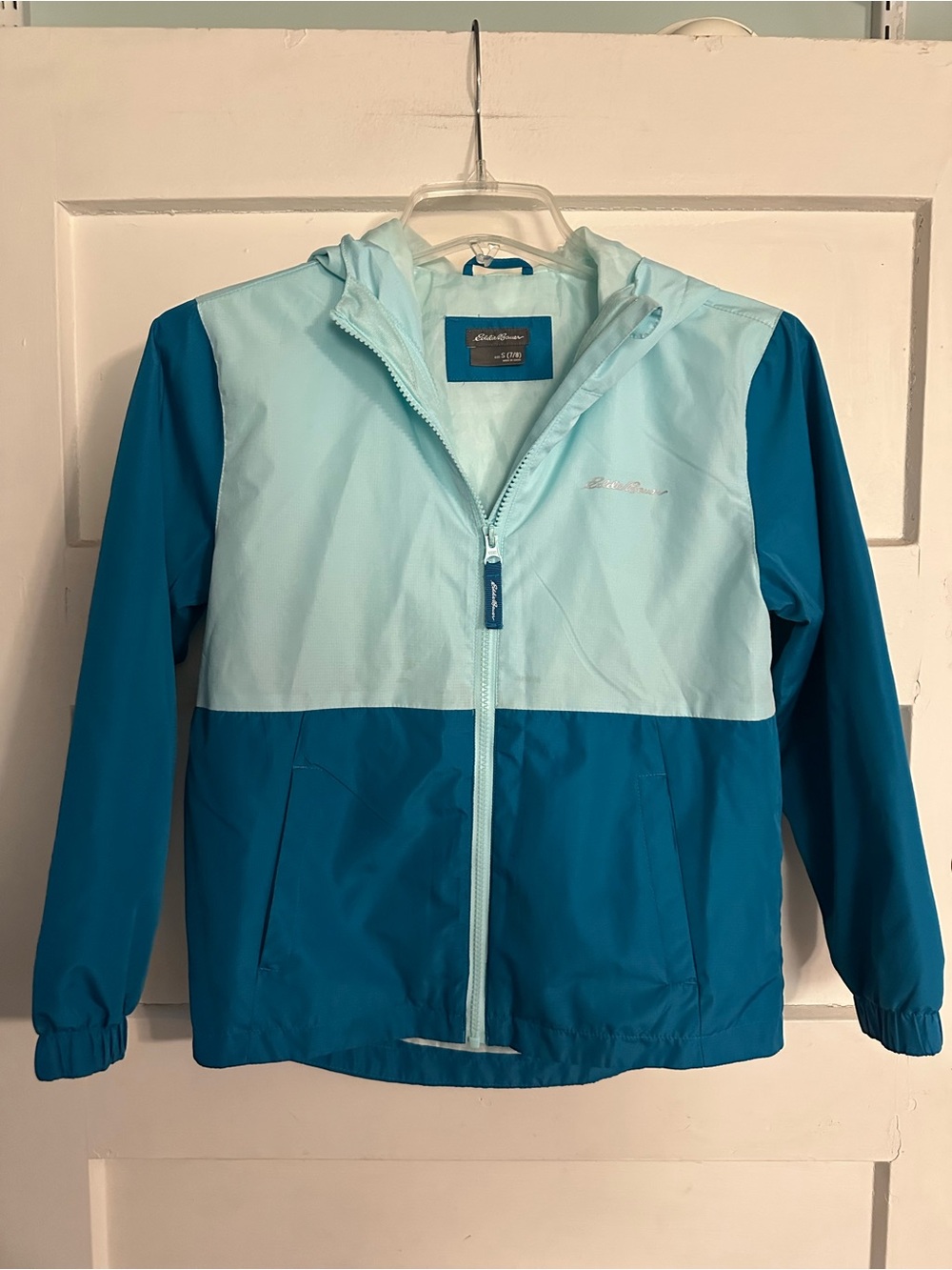 Eddie Bauer Kids Two-Tone Light Blue & Teal Rain Jacket